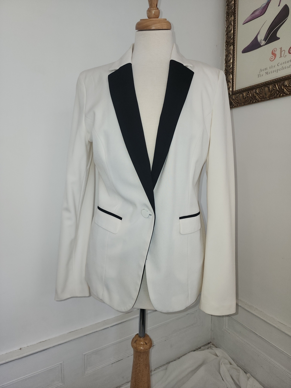 White Blazer with Black Lapel